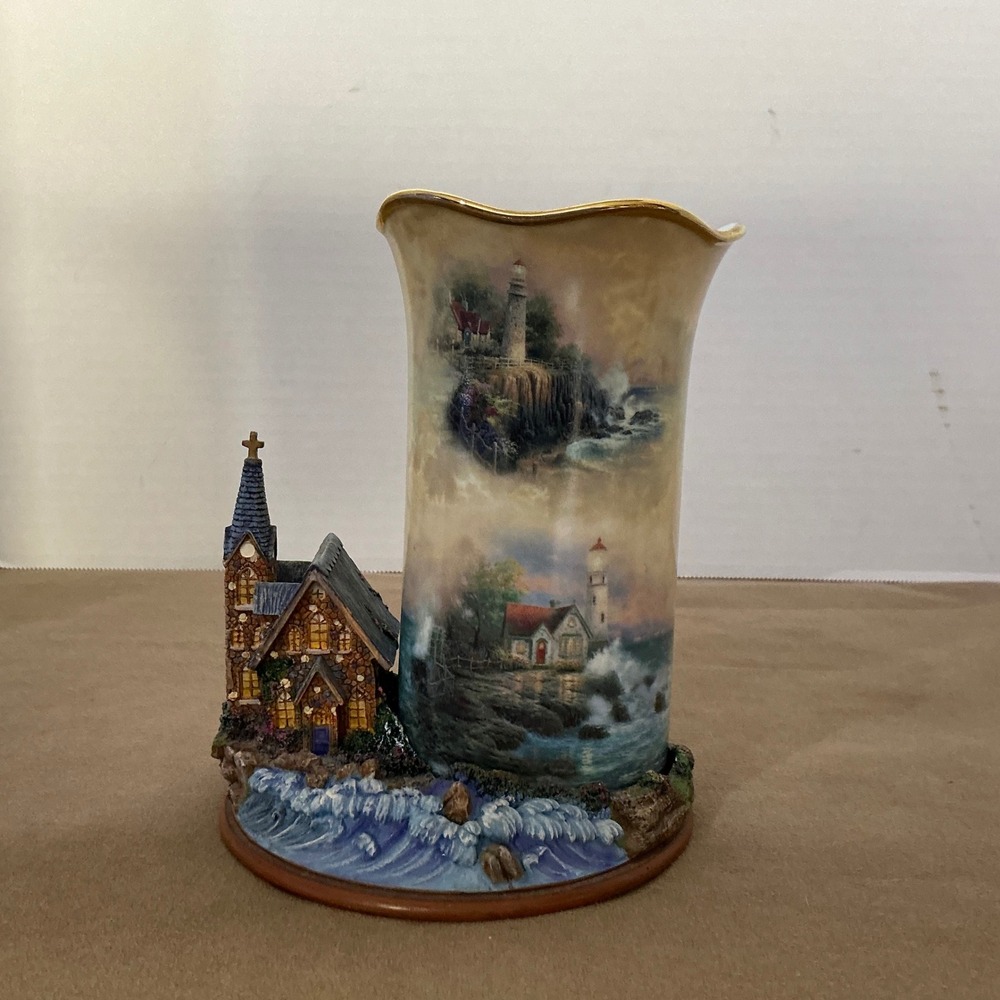 Thomas Kinkade Light of Hope Welcoming Lights Votive Hurricane Coastal Decor
